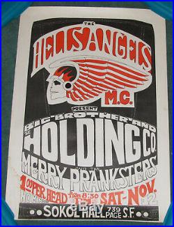 Original Rock Concert Poster Hells Angels Big Brother Holding Co. Pranksters