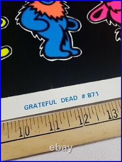 Original Vintage 1996 Grateful Dead GDM Dancing Bears Black Light Poster Funky