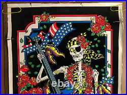Original Vintage Poster Grateful Dead Rock Skeleton Velvet Black Light Pin Up