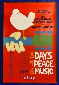 Original Woodstock Poster 1969 1st Print Grateful Dead Jimi Hendrix The Who