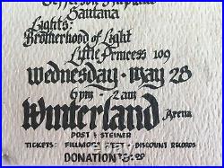 PEOPLE'S PARK BAIL BALL Concert GRATEFUL DEAD, SANTANA Winterland 1969 handbill