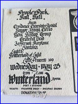 PEOPLE'S PARK BAIL BALL Concert GRATEFUL DEAD, SANTANA Winterland 1969 handbill