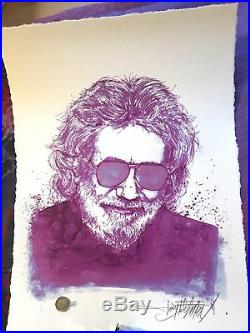 Purple Jerry Garcia Joey Feldman Grateful Dead Art Signed Print Poster /130 Rare