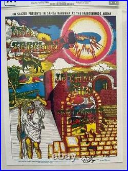 RARE CGC AOR 3.41 SIGNED Led Zeppelin 1st Print Concert Poster Handbill BG FD