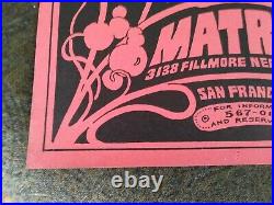 Rare 1966 Neon Rose Moscoso Nr #0 Fillmore Matrix Poster Bindweed Steve Miller