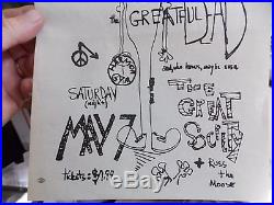 Rare 1966 Original Peace Rock 3 Concert Poster, Grateful Dead