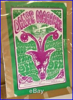 Rare 1966 Poster Pauley Ballroom Grateful Dead 1st Print Country Joe Berkley