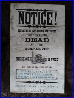 Rare Feb1968 Grateful Dead Qms Notice Poster Handbill Crystal Ballroom Aor 3.103