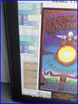 Rare Framed Grateful Dead Hawaiian Aoxomoxoa Poster Plus 80s 90s Stubs