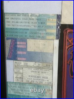 Rare Framed Grateful Dead Hawaiian Aoxomoxoa Poster Plus 80s 90s Stubs
