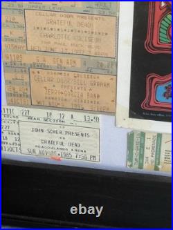 Rare Framed Grateful Dead Hawaiian Aoxomoxoa Poster Plus 80s 90s Stubs