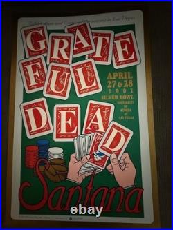Rare Origina Grateful Dead Santana Promotional Double Sided Concert Poster 1991