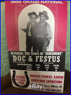 Rodeo Poster 1966 Grand Nat. Cow Palace, S. F, Gunsmoke Doc & Festus