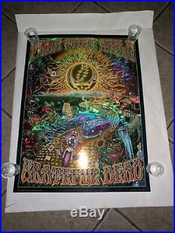 SIGNED Grateful Dead Fare Thee Well 2015 Gold Foil Hologram Poster