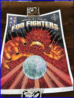 SIGNED & NUMBERED Foo Fighters Wrigley Field Chicago Poster 2018 EMEK