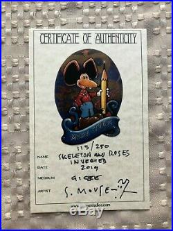 STANLEY MOUSE Signed SKELETON & ROSES GilCEE INVERTED NUMBERED 115/250 WITH COA