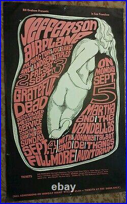 Sept 2 3 4 5 1966 Poster Jefferson Airplane Grateful Dead 2nd Print Fillmore