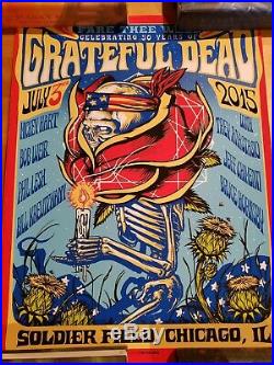 Set of 3 GRATEFUL DEAD POSTERS by MUNK ONE CHICAGO FARE THEE WELL July 2015