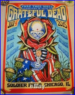 Set of 3 GRATEFUL DEAD POSTERS by MUNK ONE CHICAGO FARE THEE WELL July 3 4 5'15