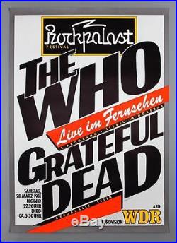 THE WHO + GRATEFUL DEAD mega rare original Germany 1981 concert poster