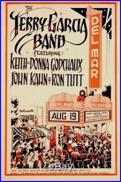 The Jerry Garcia Band Aug. 19, 1976 Del Mar Theatre / Santa Cruz Concert Poster