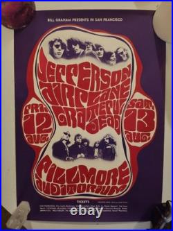 VINTAGE 1960s GRATEFUL DEAD JEFFERSON AIRPLANE FILLMORE POSTER