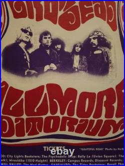 VINTAGE 1960s GRATEFUL DEAD JEFFERSON AIRPLANE FILLMORE POSTER