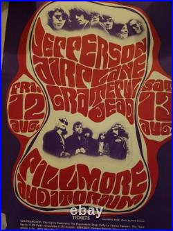 VINTAGE 1960s GRATEFUL DEAD JEFFERSON AIRPLANE FILLMORE POSTER