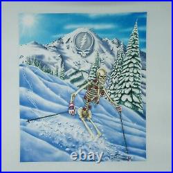 VTG 1991 Grateful Dead Powderman 18 x 21 Poster Skeleton Skiing Skier Ski Snow