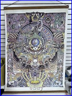 VTG Huge Grateful Dead Collage Poster Maureen Callahan 38x53 Wood Scroll Mounted