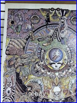 VTG Huge Grateful Dead Collage Poster Maureen Callahan 38x53 Wood Scroll Mounted