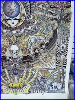 VTG Huge Grateful Dead Collage Poster Maureen Callahan 38x53 Wood Scroll Mounted