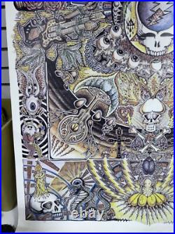 VTG Huge Grateful Dead Collage Poster Maureen Callahan 38x53 Wood Scroll Mounted