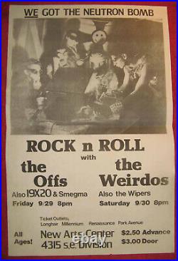 Vintage 1978 WEIRDOS Original Poster for Portland show by L. A. Punk Rock band