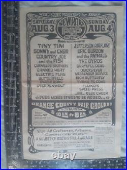 Vintage August 1968 NEWPORT POP FESTIVAL Grateful Dead Airplane RARE Poster AD