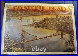 Vintage GRATEFUL DEAD Poster DEAD SET Huge 55x39 San Francisco Golden Gate RARE