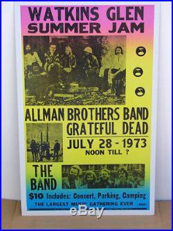 Vintage Grateful Dead, Allman Brother Concert Poster Watkins Glen
