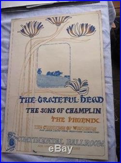 Vintage Grateful Dead Rock Concert Poster Rare 67 Continental Ballroom Orig 1st