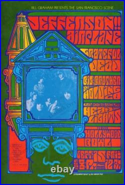 Vintage Jefferson Airplane Grateful Dead 1967 Hollywood Bowl Poster 60s Art