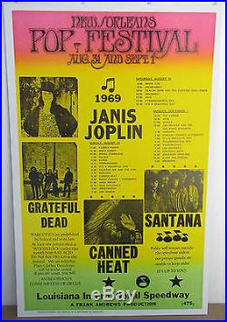 Vintage New Orleans Pop Festival Concert Poster 1969 Joplin, Grateful Dead
