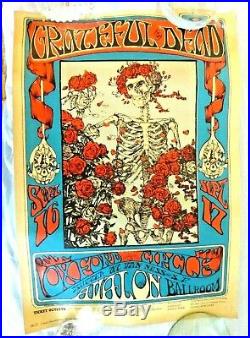 Vintage Poster Grateful Dead Skeleton And Roses 1966