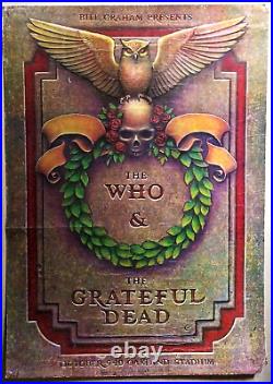 Vintage rock poster THE WHO/GRATEFUL DEAD Oakland Coliseum 1976 Bill Graham OG