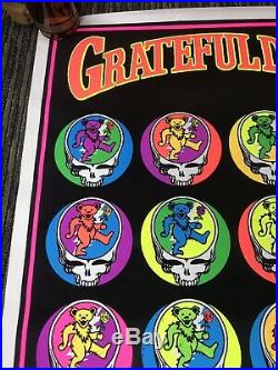 Vtg Blacklight Flocked Multi Color Steal Your Bear Grateful Dead 35x23 Poster