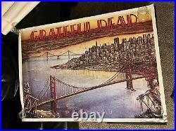 Vtg GRATEFUL DEAD HUGE Poster DEAD SET San Francisco Bay Golden Gate SHIPS FREE