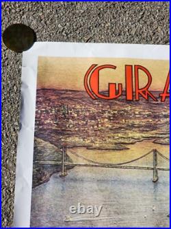 Vtg Grateful Dead Poster Dead Set 55x39 San Francisco 1981 Golden Gate England