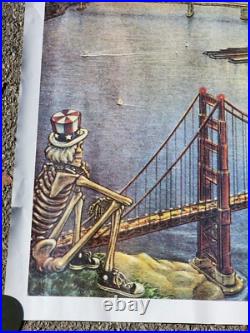 Vtg Grateful Dead Poster Dead Set 55x39 San Francisco 1981 Golden Gate England