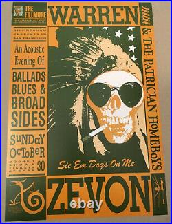Warren Zevon Original 1988 Bill Graham Fillmore Poster 1st Not Grateful Dead