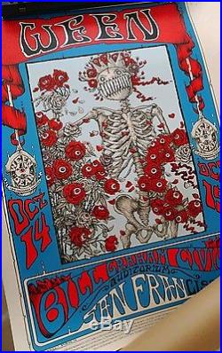 Ween Poster San Francisco skull & roses grateful dead style, sig/num 2016 10/14