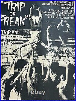 Weird AOR Trip or Freak Halloween 1968 Honolulu Original Concert Poster Bikinis