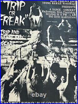 Weird AOR Trip or Freak Halloween 1968 Honolulu Original Concert Poster Bikinis